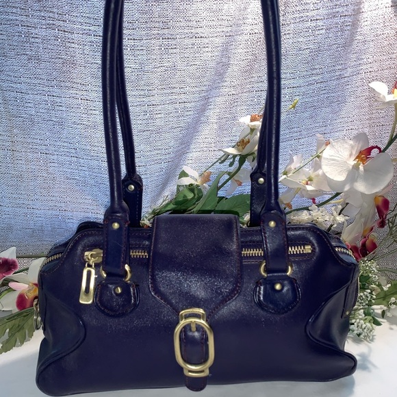 Cole Haan Handbags - Cole Haan Alexa Blue Leather Satchel